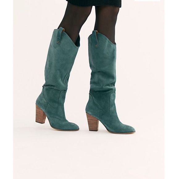 New! Free People western style suede heeled boots - Picture 5 of 7